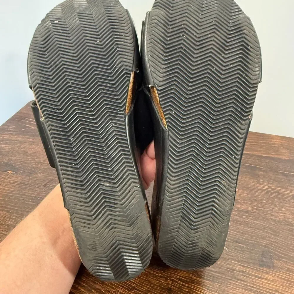 PepPep Womens black cork low wedge slide size 8